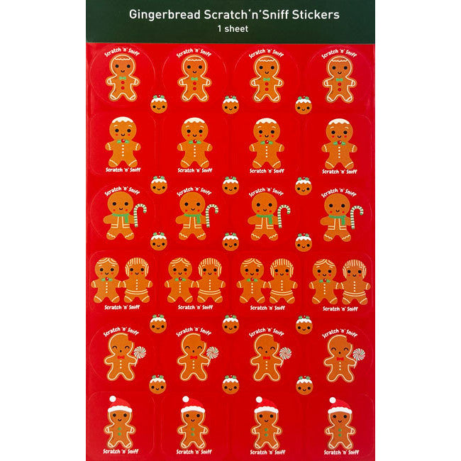 Gingerbread Scratch ’n’ Sniff Stickers – Festive Scented Christmas Sticker Sheet