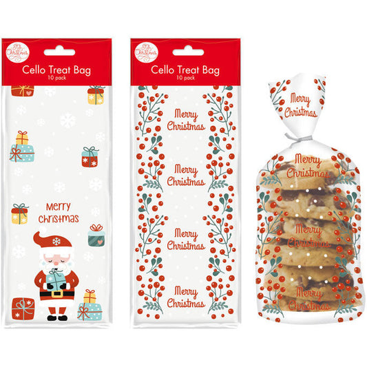 Cello Treat Bags 10pk - Santa & Reindeer