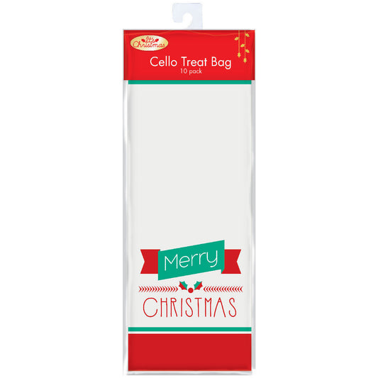 Cello Treat Bags 10pk - Merry Christmas
