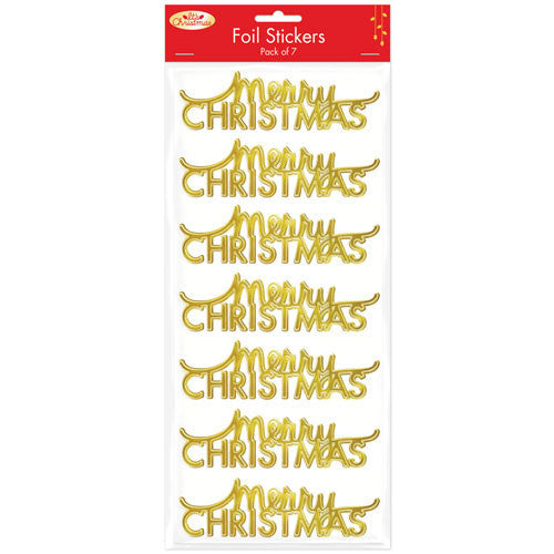 Merry Christmas Foil Greeting Stickers 7pk