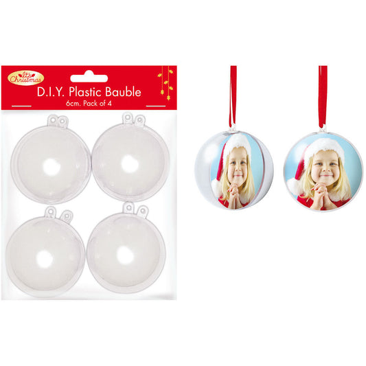 Fillable Clear Christmas Baubles 6cm 4pk