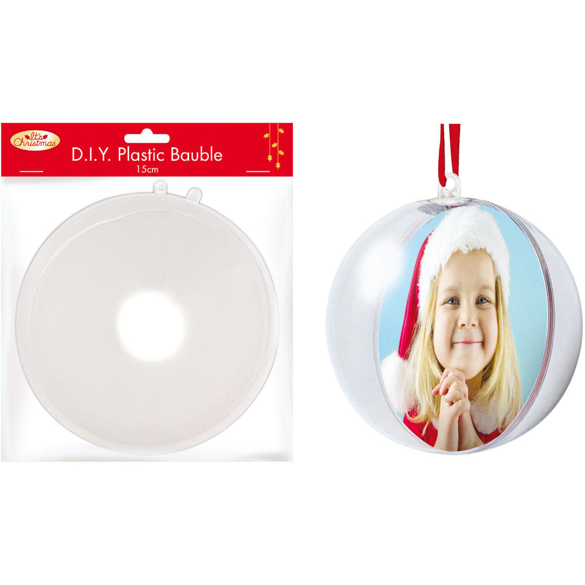 Large Fillable Clear Christmas Bauble 15cm