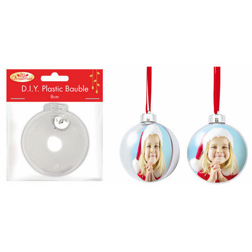 Fillable Clear Christmas Bauble 8cm