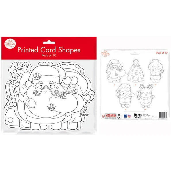 Printed Christmas Card Shapes 10pk - 5 Designs