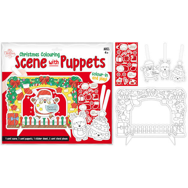 Colour-In Christmas Scene & Puppet Set