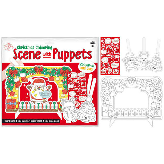 Colour-In Christmas Scene & Puppet Set