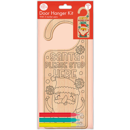 Colour-In Wooden Christmas Door Hanger