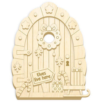 Wooden 3D Elf Door - Elves Live Here