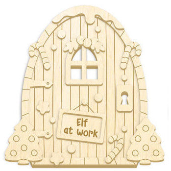 Wooden 3D Elf Door - Elf at Work