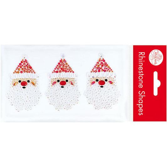 Rhinestone Santa Head Stickers 3pk