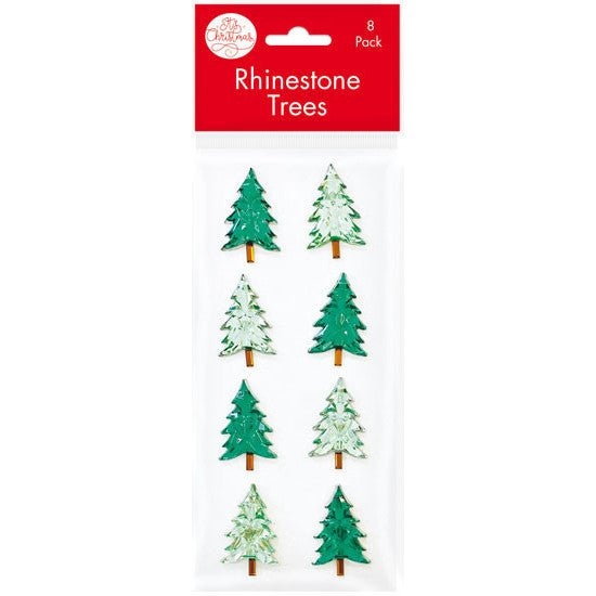 Rhinestone Christmas Tree Stickers 8pk