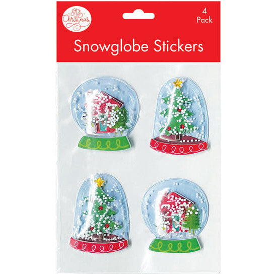 3D Christmas Snowglobe Stickers 4pk