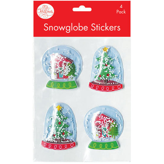 3D Christmas Snowglobe Stickers 4pk
