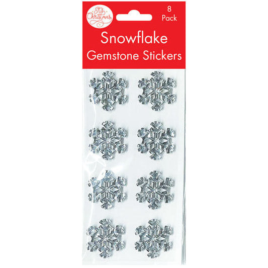 Silver Rhinestone Snowflake Christmas Stickers 8pk