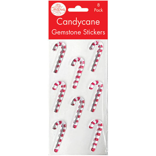 Candy Cane Bling Stickers 8pk