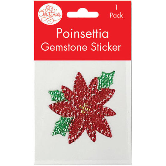 Poinsettia Rhinestone Glitter Decal