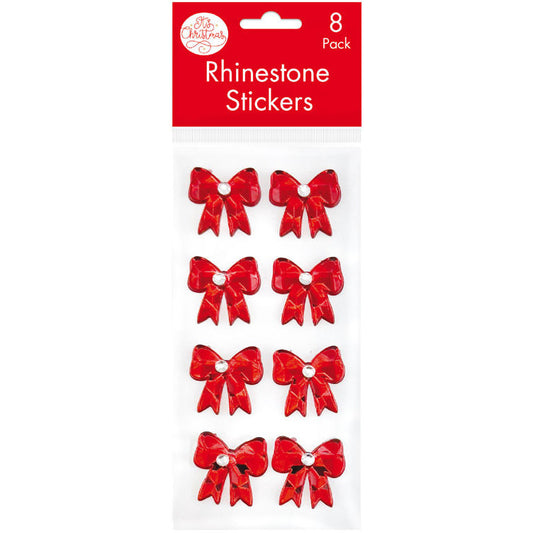 Red Rhinestone Bow Stickers 8pk