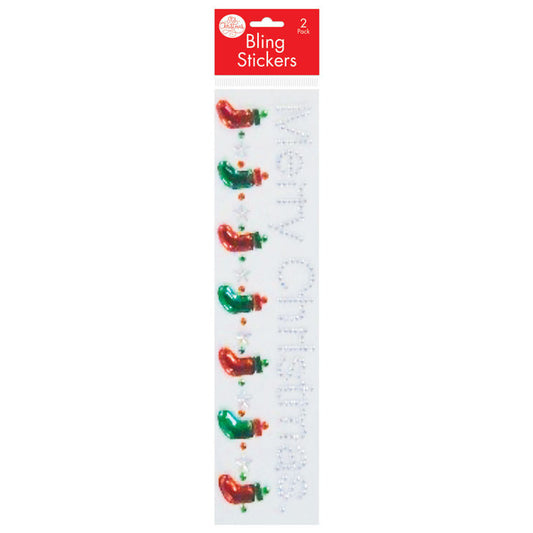 Bling Sticker Strips 2pk - Stockings & Merry Christmas