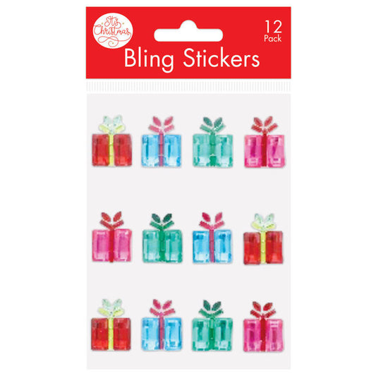 Christmas Present Bling Stickers 12pk