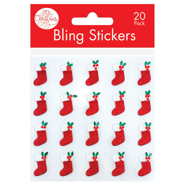 Christmas Stocking Bling Stickers 20pk
