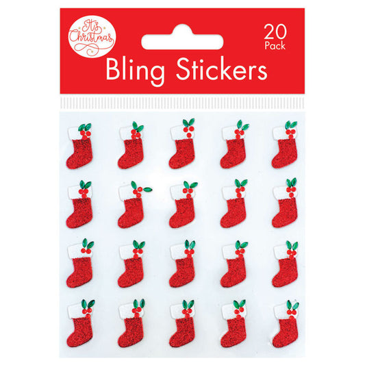 Christmas Stocking Bling Stickers 20pk