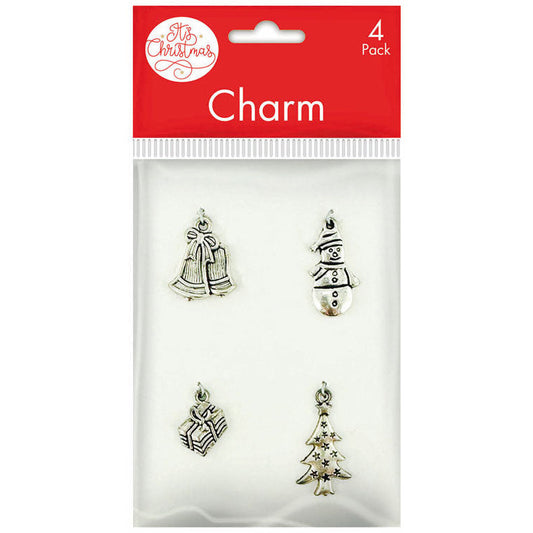 Christmas Metal Charms Assorted Designs 4pk