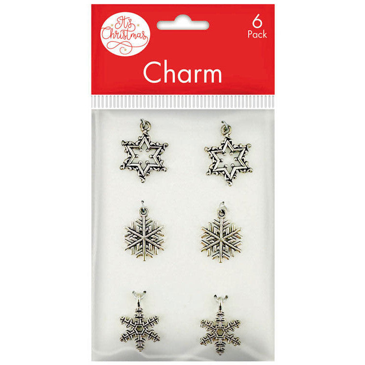 Metal Star and Snowflake Christmas Charms 6pk