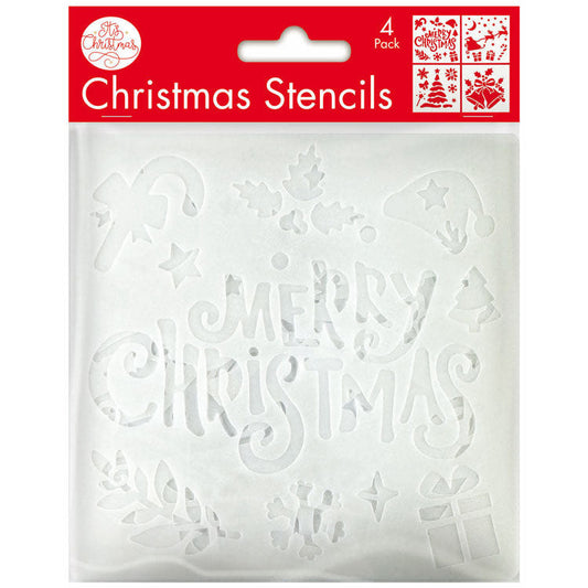 Christmas Craft Stencils 13cm 4pk - Set A