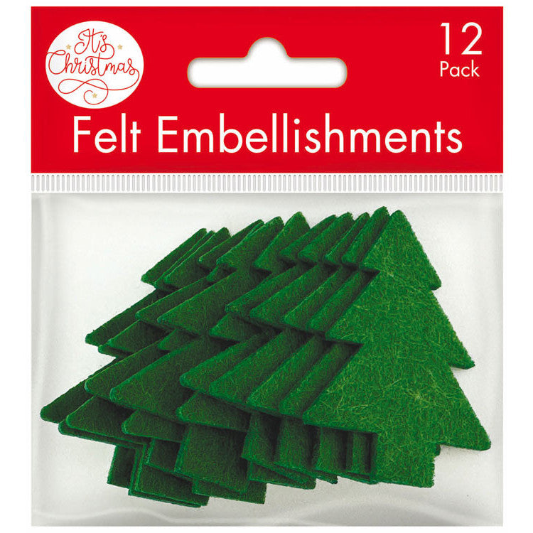 Felt Christmas Tree Embellishments 12pk