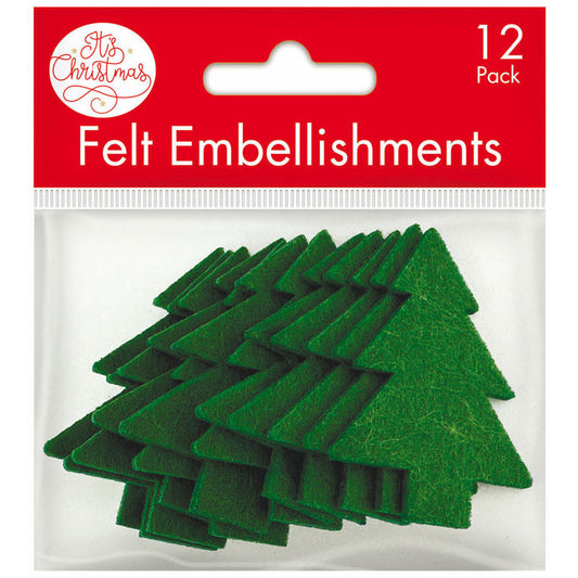 Felt Christmas Tree Embellishments 12pk