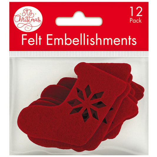 Felt Christmas Stocking Embellishments 12pk