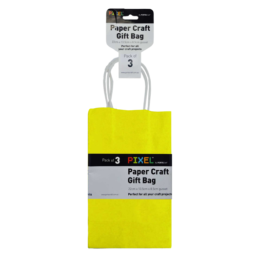 Paper Bags 220x135mm 3pk Yellow