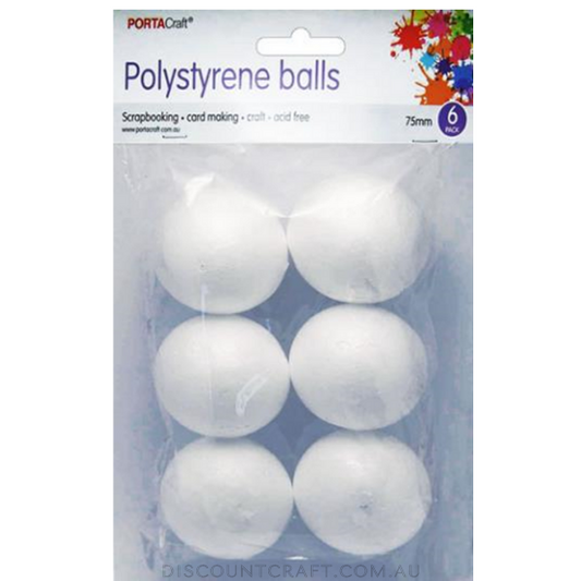 Polystyrene Balls 75mm 6pk