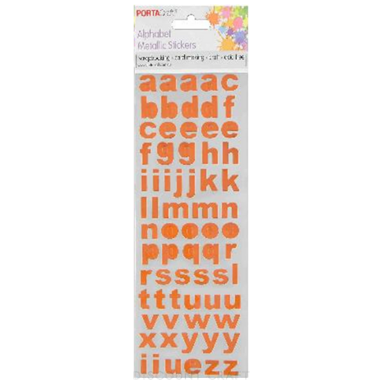 Alphabet Foil Stickers Arial - Orange - Discount Craft