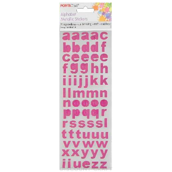 Alphabet Foil Stickers Arial - Hot Pink