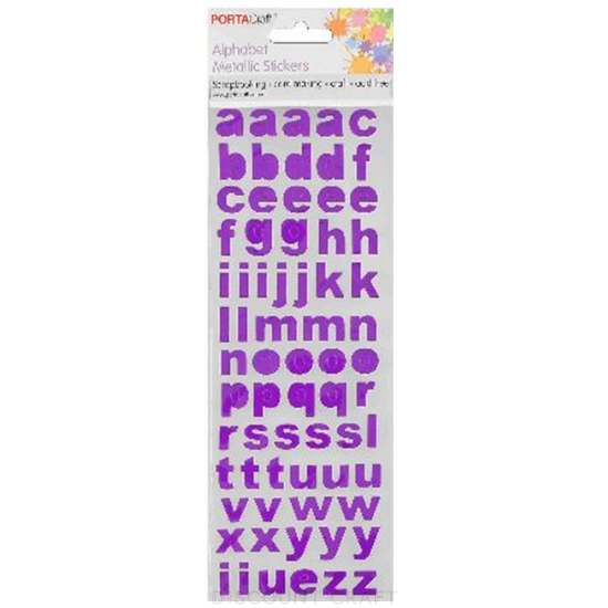 Alphabet Foil Stickers Arial - Purple