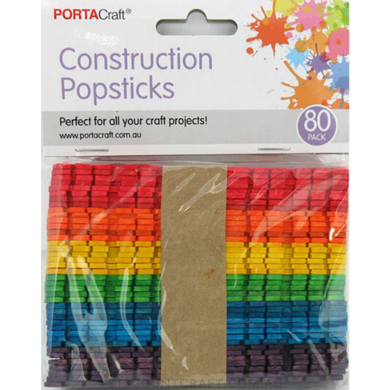 Popsticks Construction 80pc Coloured