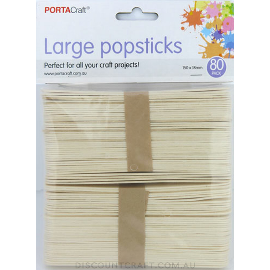 Popsticks 150x18mm Large 80pk - Natural