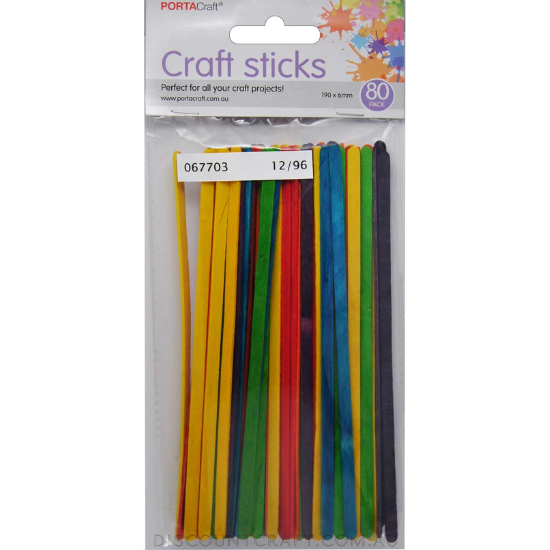 Wooden Craft Rod 80pc - Coloured - Discount Craft
