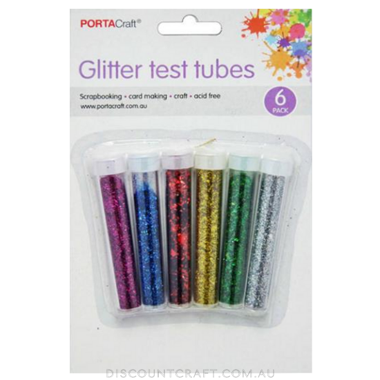 Glitter Test Tubes - Basic Colours 6pc