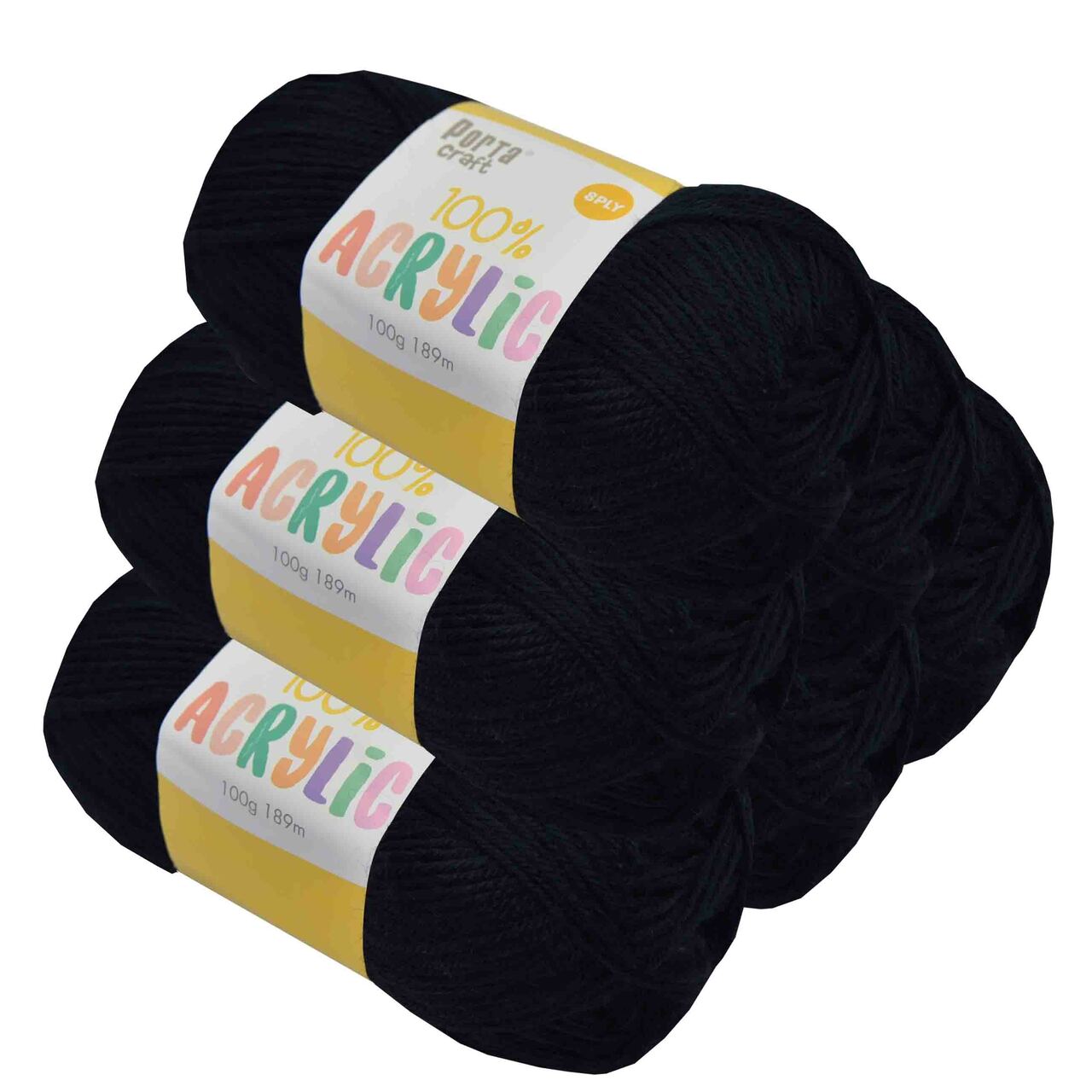 Acrylic Yarn 100g 189m 8ply - Jet Black