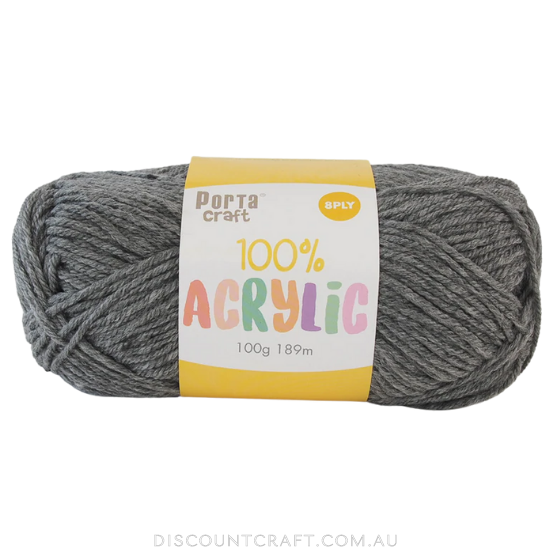 Acrylic Yarn 100g 189m 8ply - Dove Grey