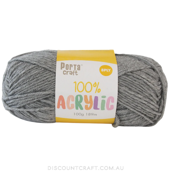 Acrylic Yarn 100g 189m 8ply - Silver Grey