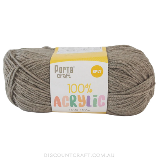 Acrylic Yarn 100g 189m 8ply - Taupe