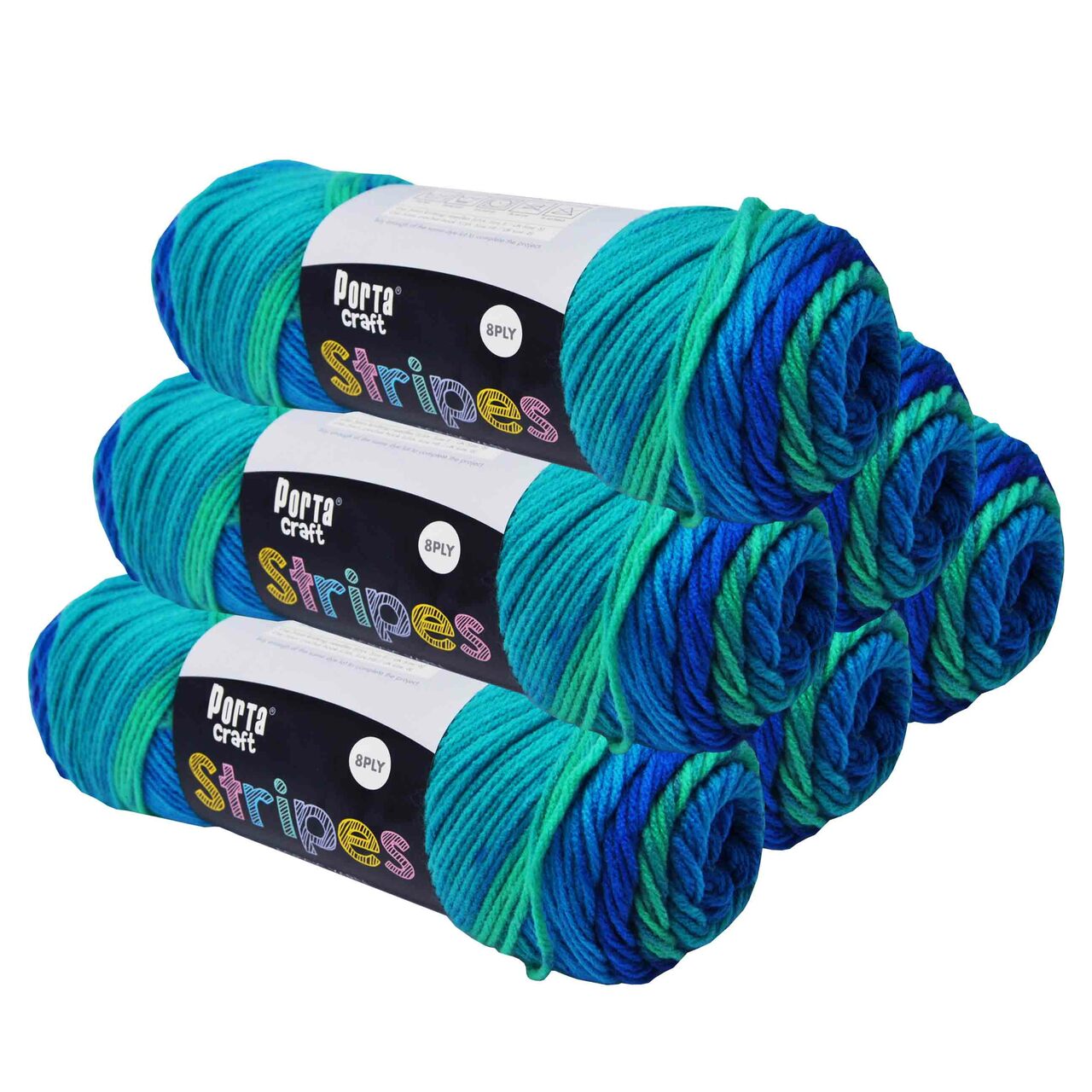 Stripes Acrylic Yarn 100g 188m 8ply - Cool