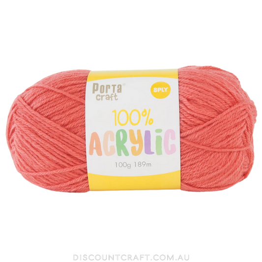 Acrylic Yarn 100g 189m 8ply - Salmon