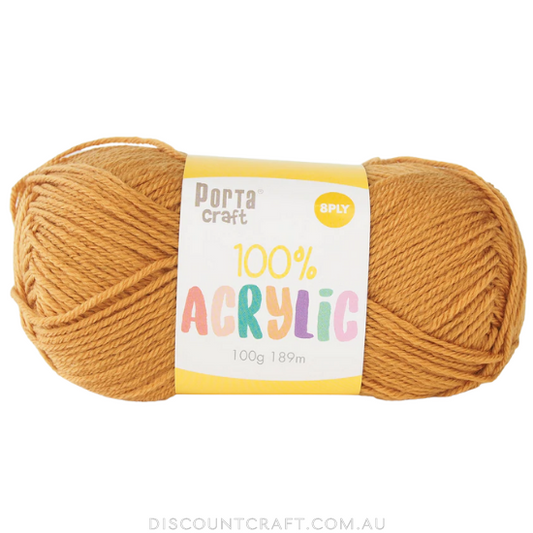 Acrylic Yarn 100g 189m 8ply - Mustard