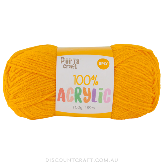 Acrylic Yarn 100g 189m 8ply - Canary Yellow