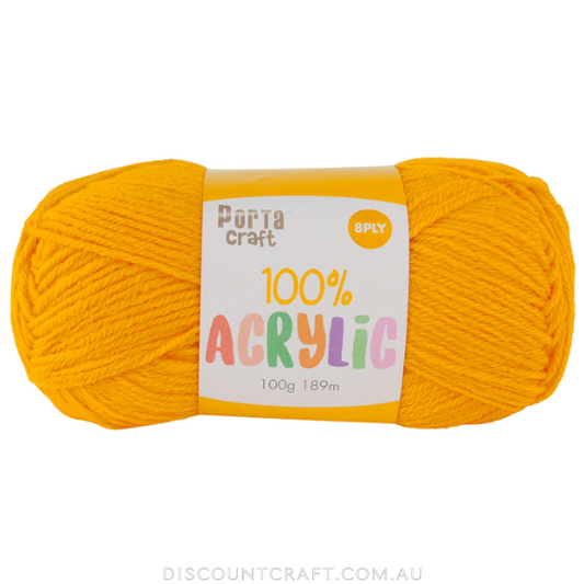 Acrylic Yarn 100g 189m 8ply - Canary Yellow