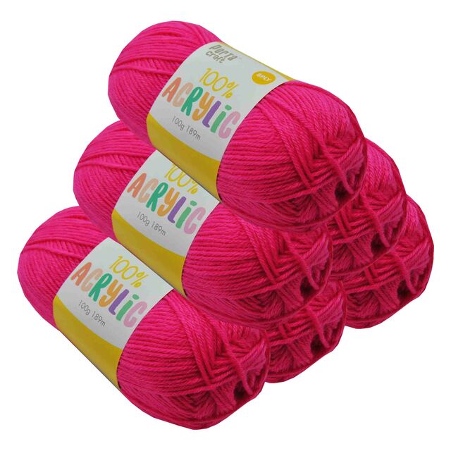 Acrylic Yarn 100g 189m 8ply - Hot Pink